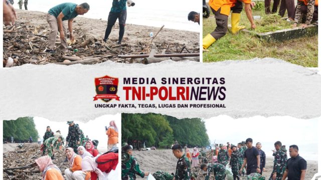 Kolaborasi Kodim 0308/Padang Pariaman Bersama Pemerintah Daerah Goro Bersama Aksi Bersih Objek Wisata Pantai Tiram