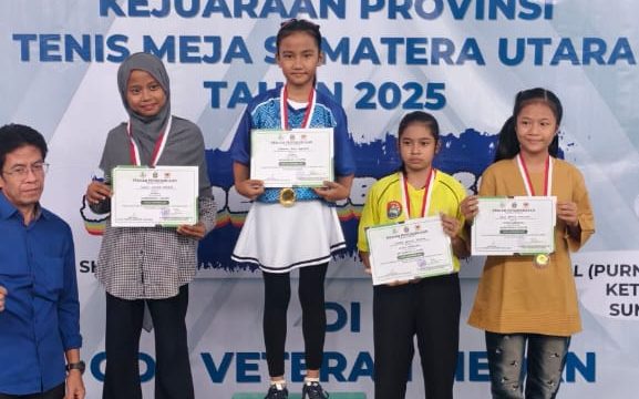 Atlet PTMSI Labuhanbatu Juara I Tunggal Putri KU 12 Kejurprov 2025