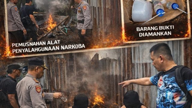 Polsek Pancur Batu Gerebek Sarang Narkoba, Dua Pengguna Sabu Diamankan Dan Barak Dihancurkan.