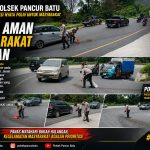 Personel Polsek Pancur Batu Sigap Antisipasi Jalan Licin di Tikungan Rehab Sibolangit.