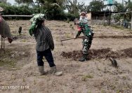 Babinsa Koramil Raya Laksanakan Komsos dan Bantu Warga Bersihkan Gulma di Lahan Pertanian.