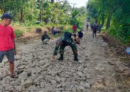 Babinsa dan Warga Bersatu Perbaiki Jalan Desa, Wujud Nyata Semangat Gotong Royong di Raya Kahean.