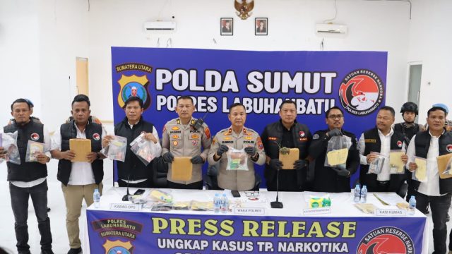 Press Release Operasi Antik Toba 2026 Polres Labuhanbatu, Ungkap 81 Kasus Narkoba dan Amankan 96 Tersangka.