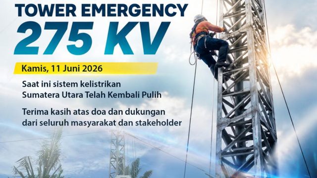 Sumatera Utara Kembali Terang! PLN Berhasil “Energize” Tower Emergency 275 kV.