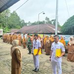 Kegiatan Apel Gabungan Tingkat Kecamatan Sungai Geringging di Puskesmas Koto Bangko.