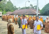 Kegiatan Apel Gabungan Tingkat Kecamatan Sungai Geringging di Puskesmas Koto Bangko.