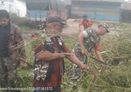 Perkuat Kebersamaan, Babinsa Koramil 12/Saribu Dolok Pimpin Gotong Royong Bersama Warga dan Ormas.
