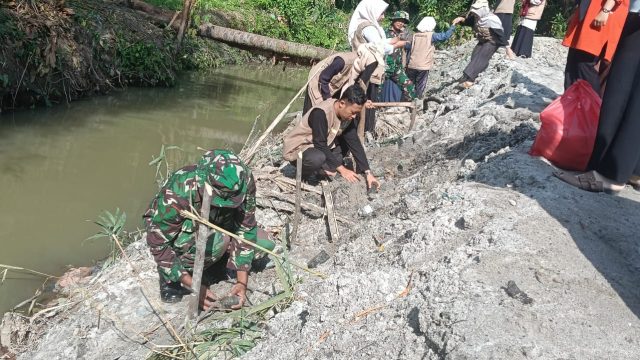 Hijaukan Bantaran Sungai Pepayakan, TNI Bersama Forkopimcam, Mahasiswa dan Warga Bersatu Cegah Bencana di Bosar Maligas.