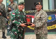 Sinergi Perbatasan RI–Malaysia Diperkuat, Satgas Yonarmed 13/Nanggala Terima Kunjungan Panglima 3 Briged TDM.