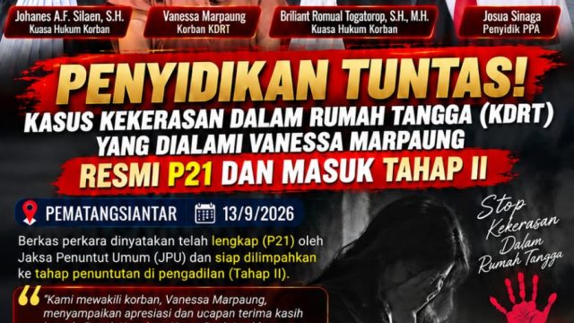 Penyidikan Tuntas! Kasus Kekerasan Dalam Rumah Tangga (KDRT) yang Dialami Vanessa Marpaung Resmi P21 dan Masuk Tahap II.