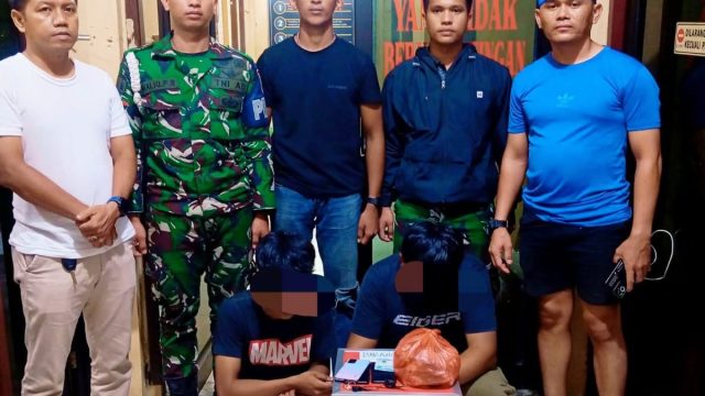 Patroli Malam Yonif TP 956/SBA Labuhanbatu Amankan Dua Terduga Pelaku Narkoba Jenis Ganja.
