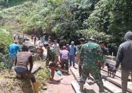 Jembatan Beton Dibangun, TNI dan Warga Rindung Kompak Buka Akses Penghubung.