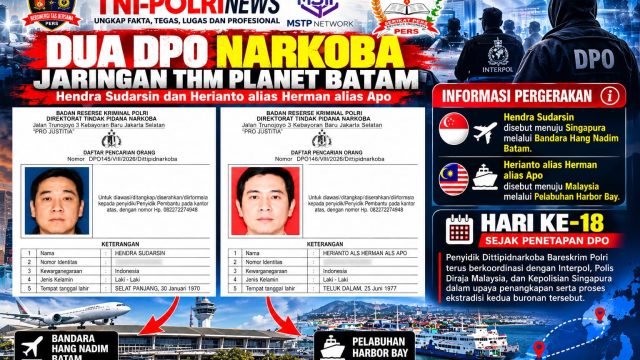 Bareskrim Polri Buru Dua DPO Bandar Narkoba THM Planet Batam yang Kabur ke Luar Negeri, Gandeng Interpol.