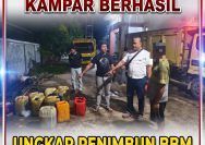 POLRES KAMPAR UNGKAP PENYALAHGUNAAN SOLAR SUBSIDI, SATU UNIT TRUK DAN 14 JERIKEN DIAMANKAN.