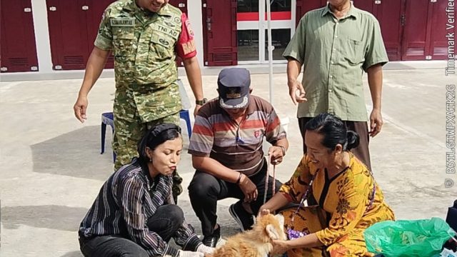 Cegah Rabies, Babinsa Koramil Siantar Selatan Dampingi Vaksinasi 60 Hewan Peliharaan Warga di Marihat Jaya.